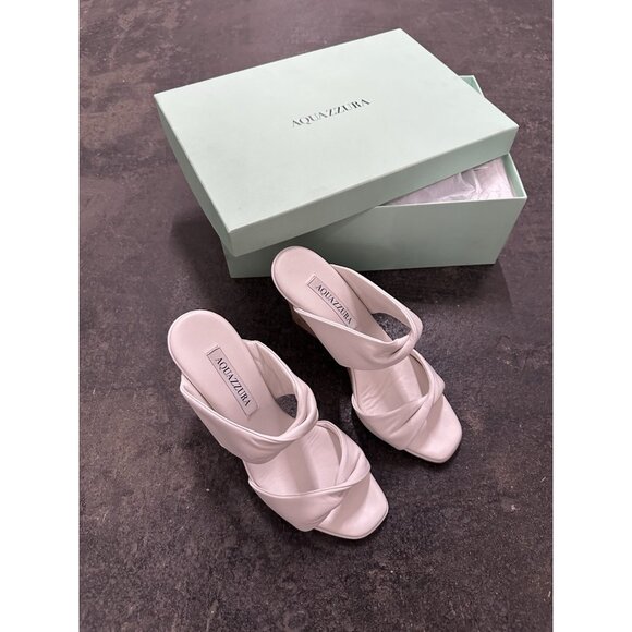 Aquazzura Shoes - Aquazzura Twist 85 Wedge Sandals White Leather
